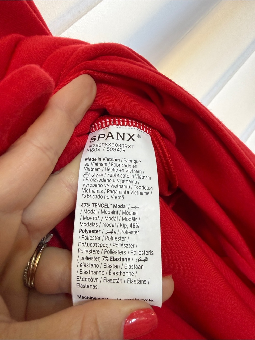 SPANX AirEssentials Red Tie-Waist Midi Wrap Dress - Picture 4 of 5